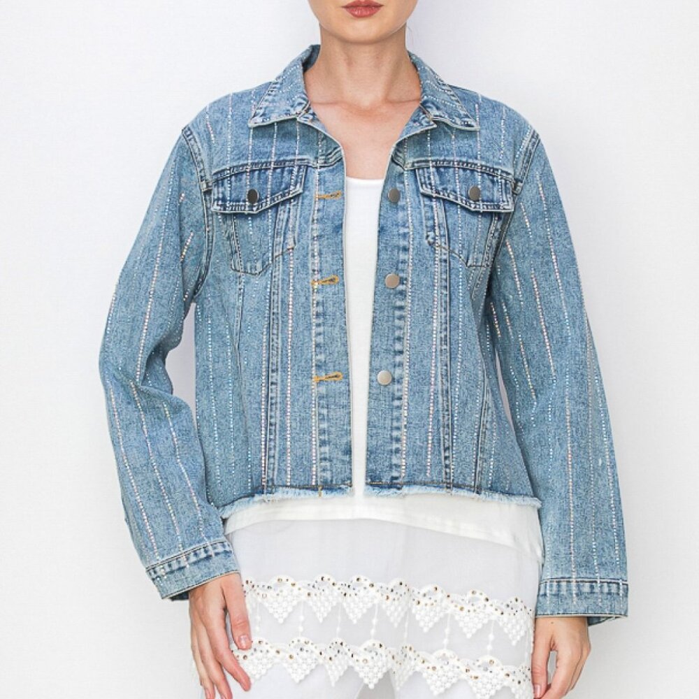 new ORIGMAI embellished jean denim jacket (7-colors) SM-2X classic rhinestones